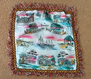 Vintage Souvenir Pillow Case Cover Mississippi Gulf Coast