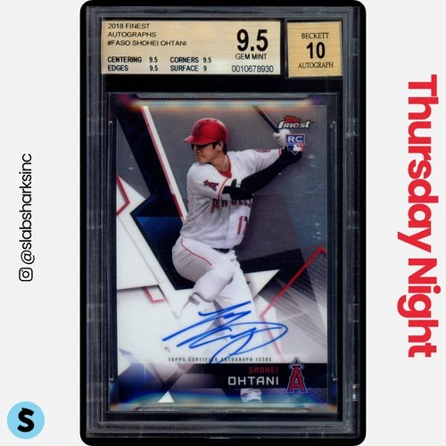 2018 TOPPS FINEST #FA-SO SHOHEI OHTANI AUTO RC ROOKIE BGS 9.5 AUTO 10