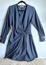 MNG Mango Crossover Long Sleeve Dress Blue Size 4
