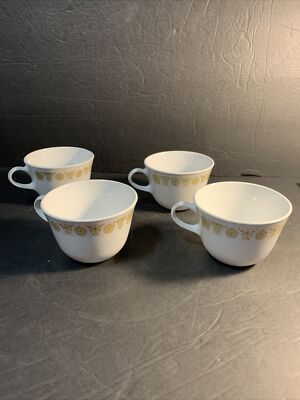Set of 4 Corelle Coffee Tea Cups Butterfly Gold  Livingware Made in USA