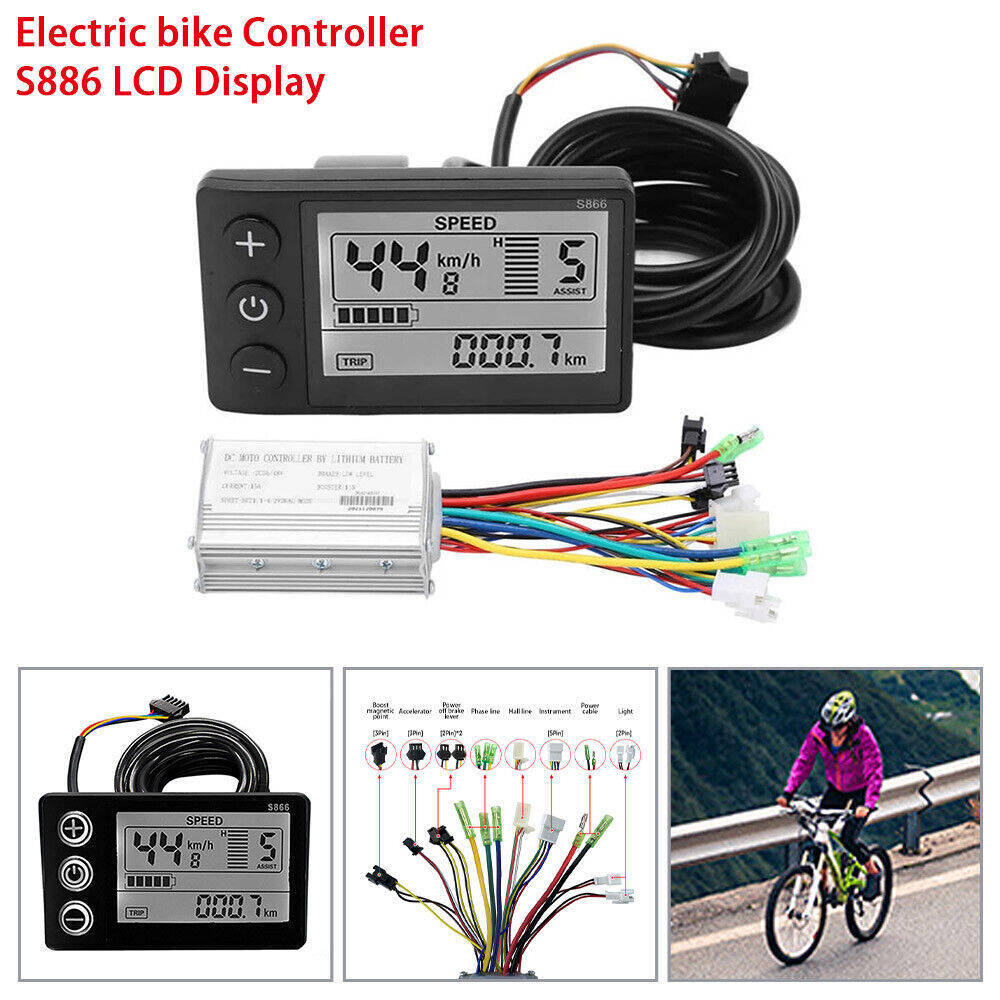36-48V Brushless 15A Controller LCD-S866 Display Panel Kit