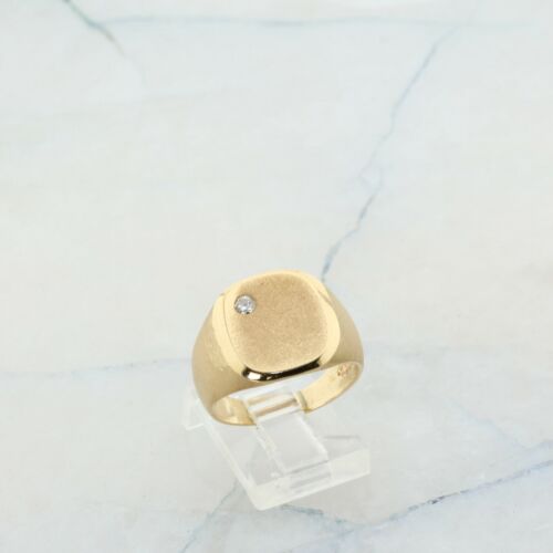14K Yellow Gold Diamond Signet Ring Size 9* - Picture 2 of 8