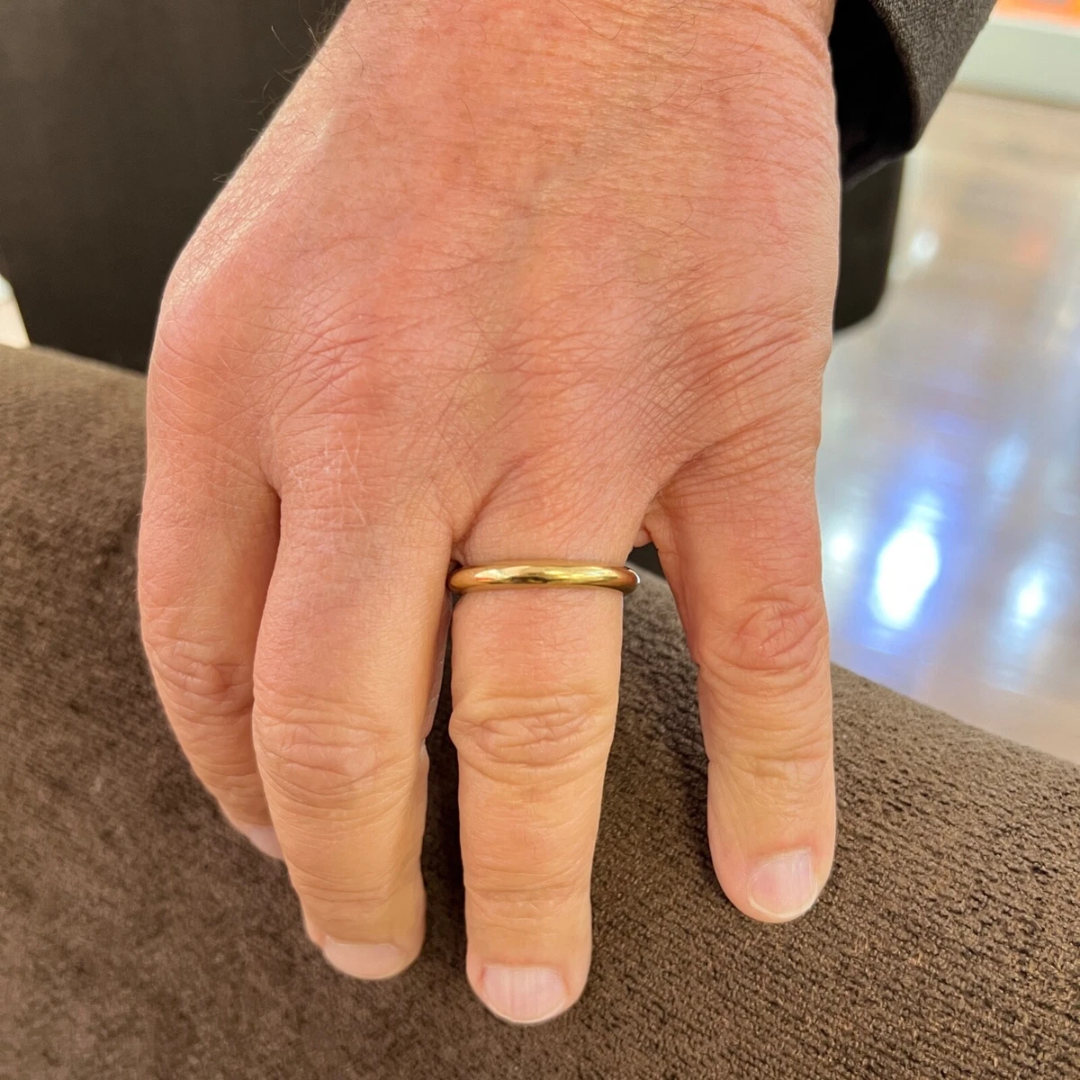 Antique 1920 s Men s Thin Wedding Band Ring 18K Yellow Gold 3.6 mm 7.33 Grams
