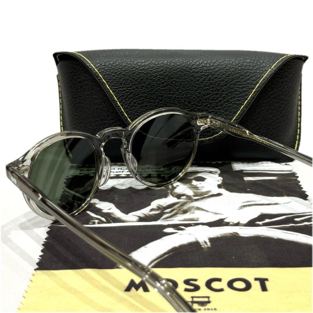 MOSCOT MILZEN 46 22-145 SUNGLASSES LIGHT GREY FRAME GREEN MOSCOT MILZEN 46 22-145 SUNGLASSES LIGHT GREY FRAME GREEN