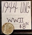 1944 P Mercury Silver Dime (UNC) Uncirculated Condition. WWII Era. ENN Coins