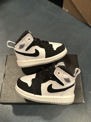 Size 3C - Nike Air Jordan 1 Mid SE TD Toddler Diamond Black White