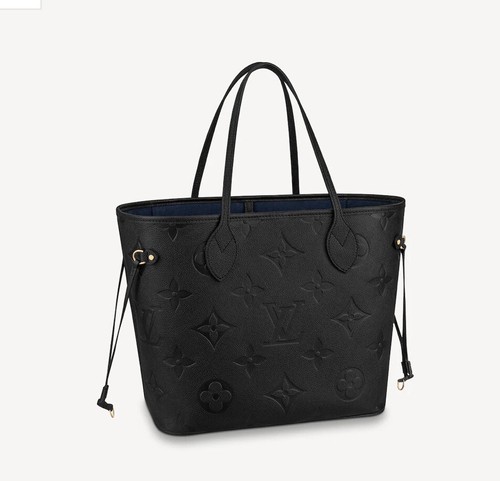 NEW LOUIS VUITTON Neverfull MM - Black, Dark Blue Interior - Empreinte  Leather, | eBay