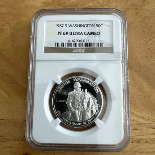 1982 S WASHINGTON SILVER 50C PF69 ULTRA CAMEO