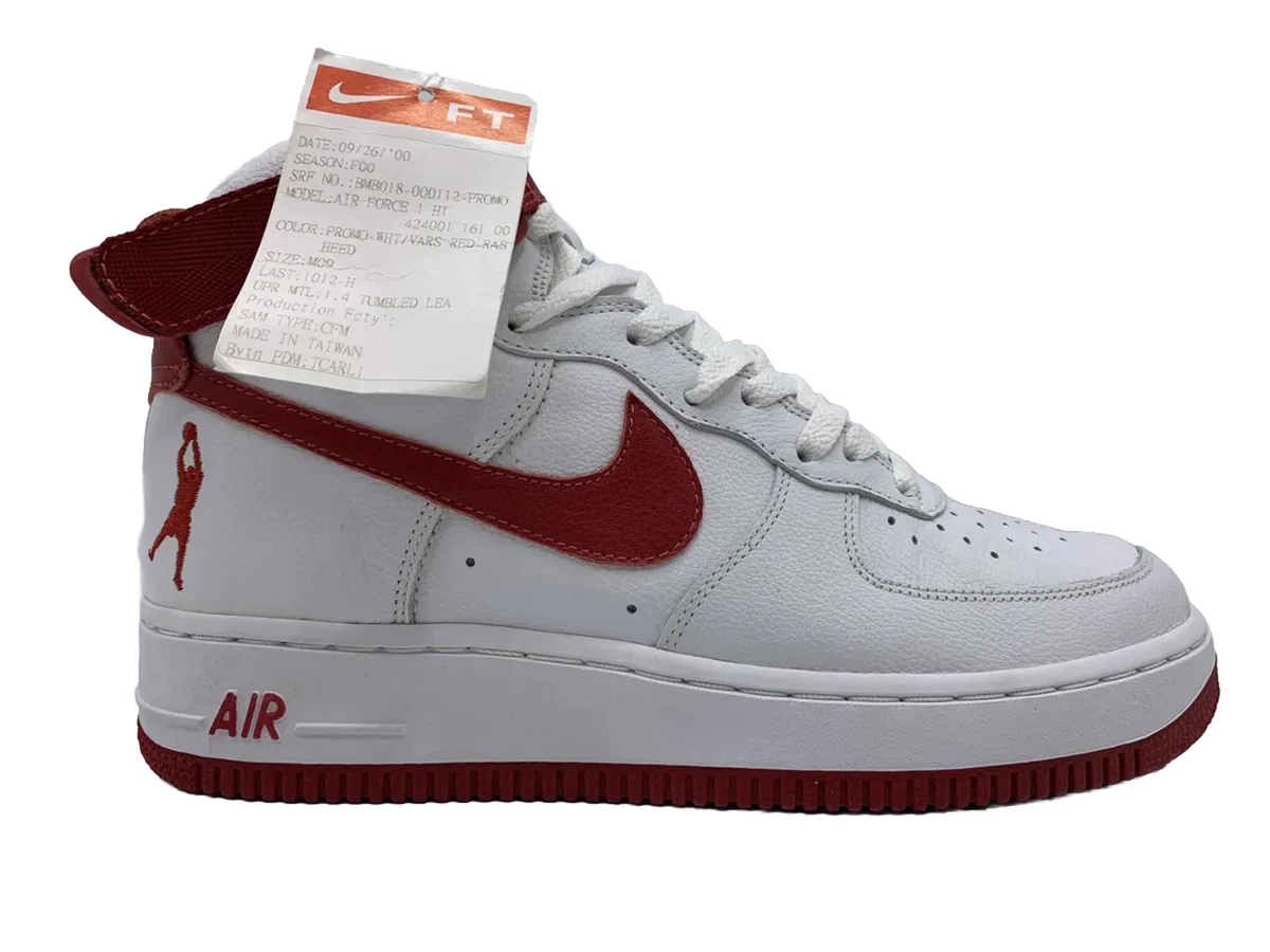 NIKE AIR FORCE 1 HIGH LEATHER WHITE RED SHEED UNRELEASED 2000 PE PROMO  SAMPLE 9