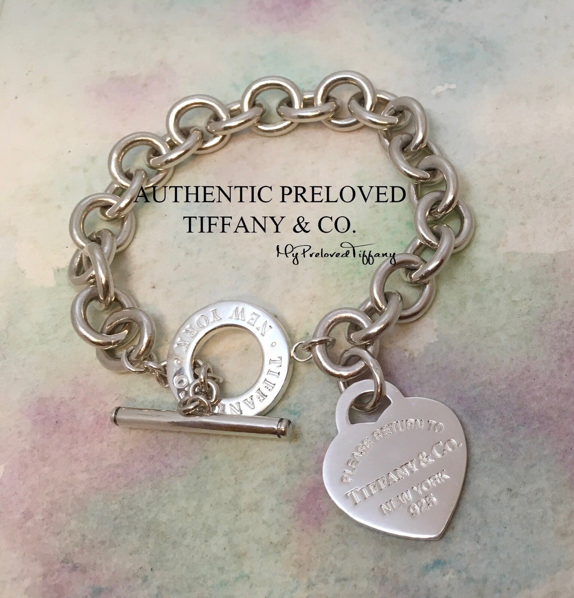 Authentic Tiffany Co Return To Medium Heart Link Toggle Bracelet