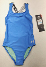 Under Armour UA Girl's Racer 1 Piece Racerback Swimsuit Light Blue Size 5 NWT