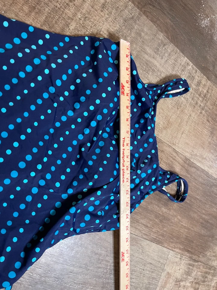 Maxine of Hollywood Bathing Suit Womens Size 14 Blue Polka Dot One Piece - Image 3 of 4