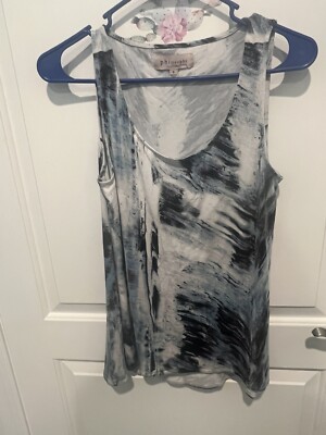 Philosophy Womens Sleeveless Tank Size S Black White Brushstroke Pattern Shirt