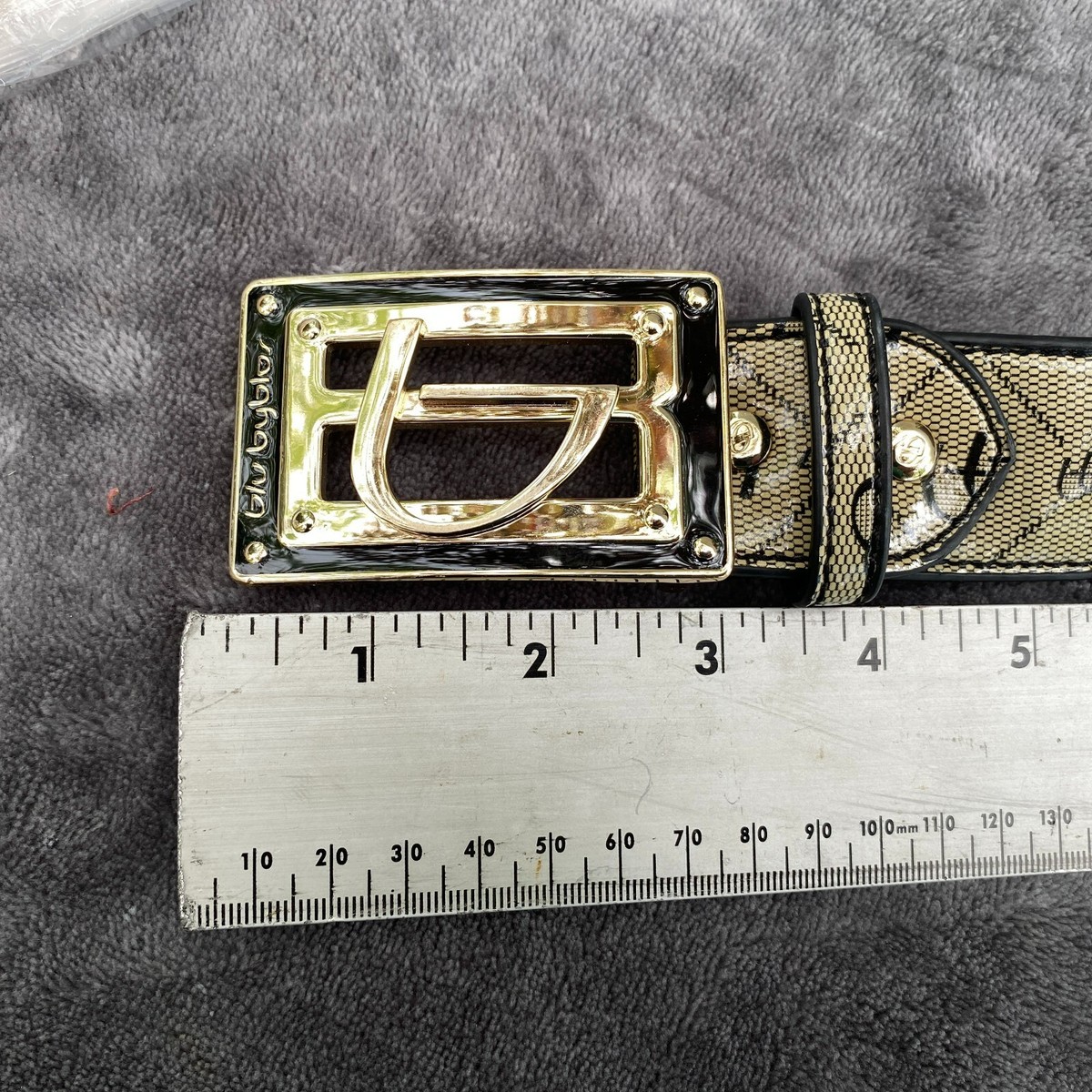 BYBLOS Leather Brass Buckle Womens Belt Sz EU 95 Medium Yellow Italy Adjustable Isabella Belt - Elegant Gold Oval Buckle On Smooth Brown  main image 2