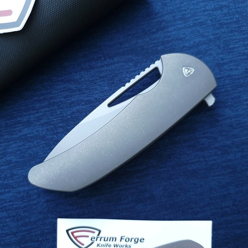 Ferrum Forge Archbishop 3.0 CPM-20CV Drop Point Blade Stonewashed Titanium - Picture 4 of 5
