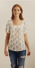 LUCKY BRAND WOMEN'S SQUARE NECK FLORAL TOP (CREAM FLORAL XX-LARGE)NWT