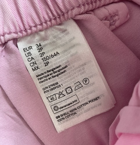 Preciosos Pantalones Cortos de Denim Rosa Claro Bolso de Papel Elástico Cintura Alta Talla 6 H&M - Imagen 9 de 10