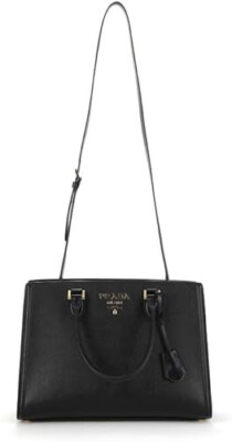 PRADA Black Saffiano Lux Leather Handbag Large Satchel 1BA228