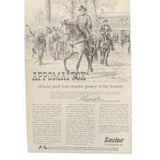 Vintage 1960 Sinclair Oil Appomattox Grant Lee Make Peace Ad Advertisement