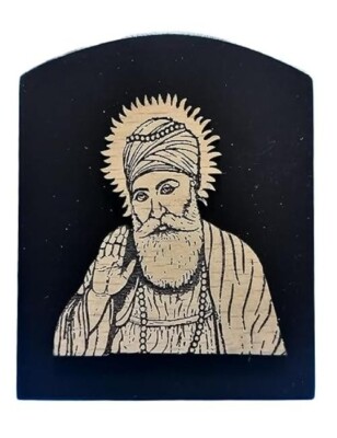 BEXCO 3D Holz Sikh Guru Selbststehender Fotorahmen für Auto Armaturenbrett (Guru Nanak