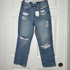 Vervet NWT Beverley Super High-Rise Straight Distressed Jeans Size 27