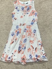 Lily Rose Womens A-Line Dress Size Small White Floral Lace Sleeveless  Dress