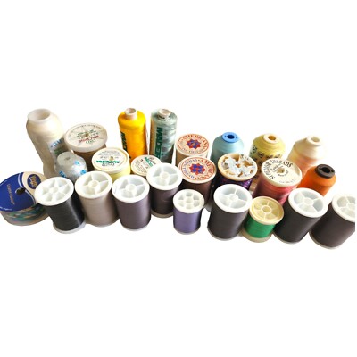 Misc Lot Of 25 Spools Of Misc Thread Estate Random Colors & Brands Crafting