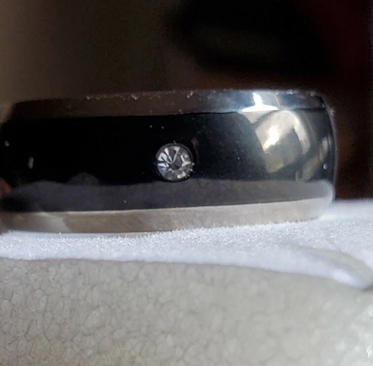 Ионное покрытие 8 мм титана австрийский кристалл куполообразный, скошенный край кольцо - Изображение 3 из 4