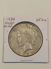 1934 Low Mintage Peace Silver Dollar, VF++, Natural & Undamaged