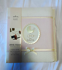 Hallmark Five-Year Memory Book Baby Girl Keepsake Hardcover Album Pink White