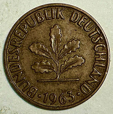 1963 J Germany - Federal Republic 2 Pfennig KM# 106