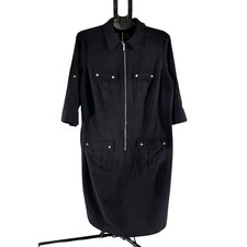 MICHAEL Michael Kors Women’s 1X Black Utility Zip Shirt Dress No Belt***