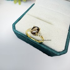 Natural Smoky Quartz Ring, Three Stone Ring, 925 Sterling Silver, Silver Jewelry