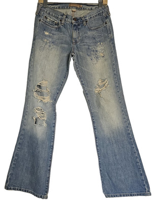 Abercrombie Fitch Madison Bootcut Jeans Vtg Art Drawing 4R Stretch Low Rise Y2K