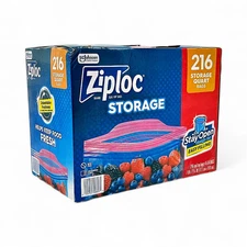 Ziploc Clear Plastic Seal Up Storage Bags 216-Count (Quart Bags)