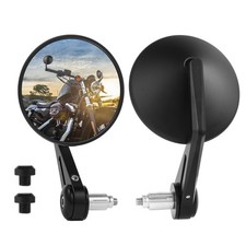 Bar End Mirrors 7/8" Handlebar Motorcycle CNC 360° Black Round
