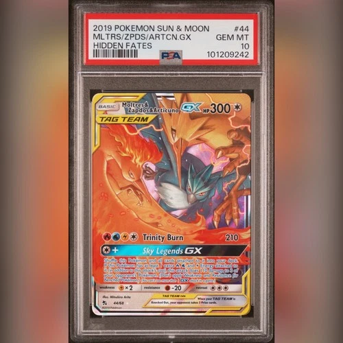 PSA 10 Moltres & Zapdos & Articuno GX 44/68 Hidden Fates S&M 2019 Pokemon Card