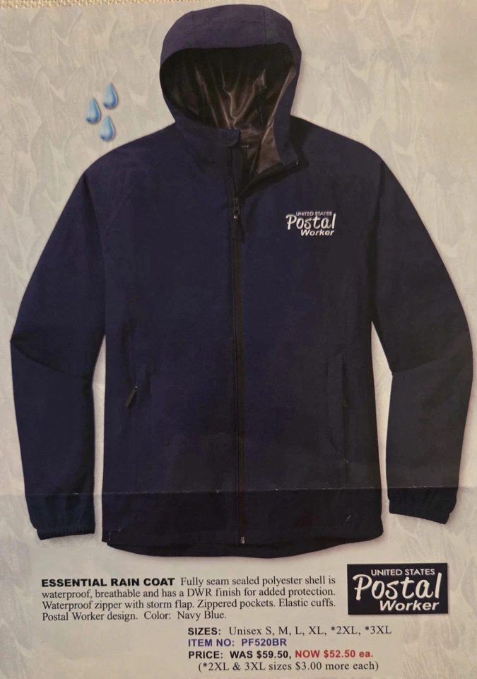 Rural Carrier / Postal Worker / Navy Blue / Rain Jacket / Rain Coat - Image 3 of 3