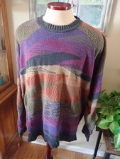At Ease Brand Coogi Style 3D Cotton Knit Texture Sweater 2XL Made in USA Vtg