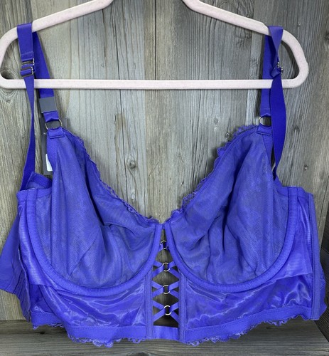 Cacique Purple Bra Lingerie 50D Longline French Balconette Lace Underwire Boned - Picture 8 of 12
