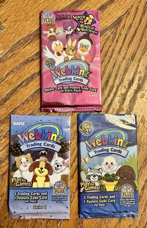 3 Webkinz Trading Cards 2007 Unopened Booster Packs Series 1-3 with Online Codes