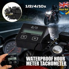 1x-10x Tiny LCD Digital Tach Hour Meter for Motorcycle Dirt Bike -RPM &Job Timer