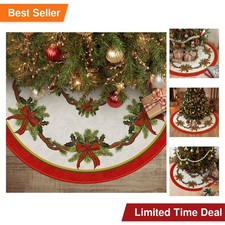AVOIN colorlife Christmas Tree Skirt 48 Inch, Christmas Ribbon Holly Winter...