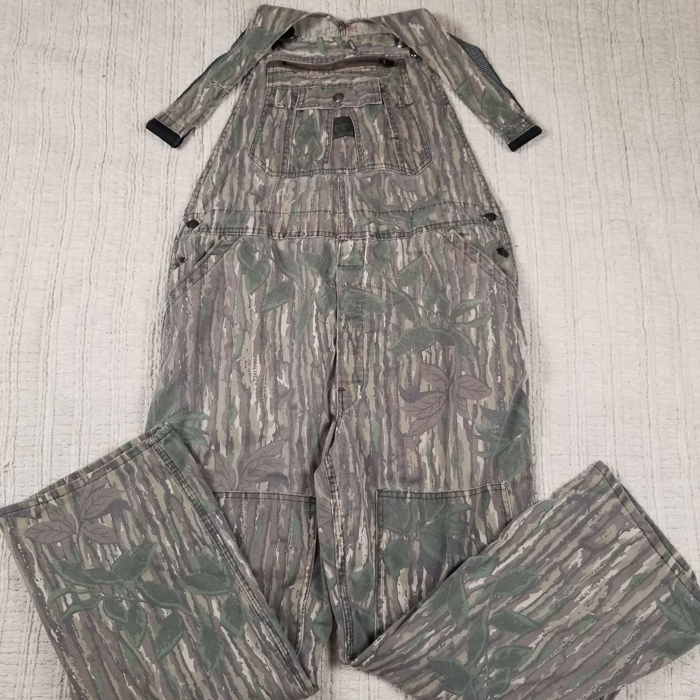 Vtg Liberty Overall Camo Realtree Trebark Bibs Hunting Outdoors USA 36x28
