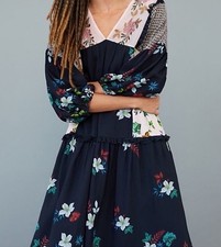 Let Me Be Anthropologie Dress Small Petite SP PS New NWT Floral MIDI Debra RARE