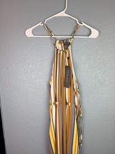 Sans Souci Dress Womens Small Multicolor Stripe Halter Maxi Tie Waist Lined