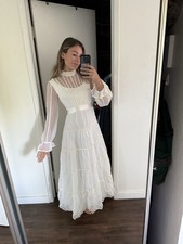 Gorgeous Vintage Made In USA 50s/60s Wedding Dress Lace Floral Victorian