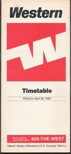 ***1985 Western Airlines System Timetable - April 28, 1985***