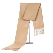 Womens Scarf Fashion-Winter Scarf, Classic Pashmina Pure Camel-with Fringe
