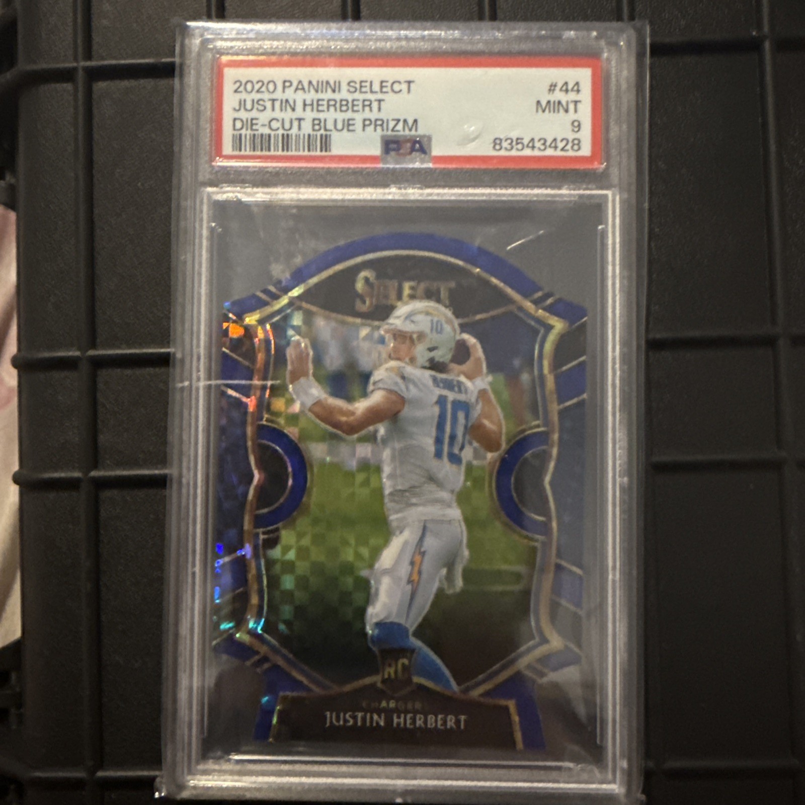 2020 Panini Select Justin Herbert #44 Die-Cut Blue Prizm (RC) PSA 9